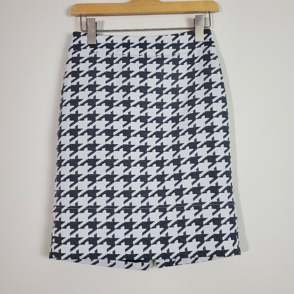 Banana Republic Pencil Skirt 0 Black White Houndstooth Classic Business Casual
